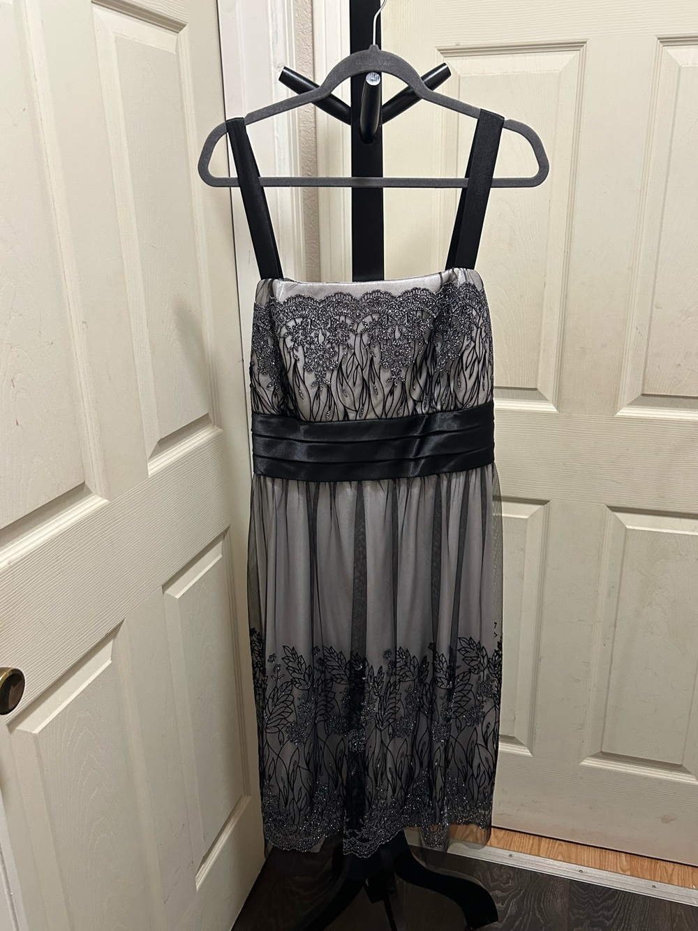 Y2K Whimsigoth Black & Silver Lace Cocktail Dress